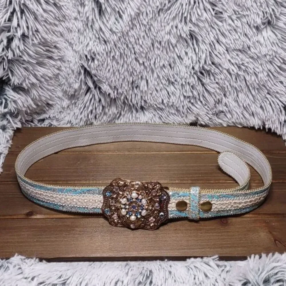Blue Pearl Sparkle Statement Belt Unmarked‎